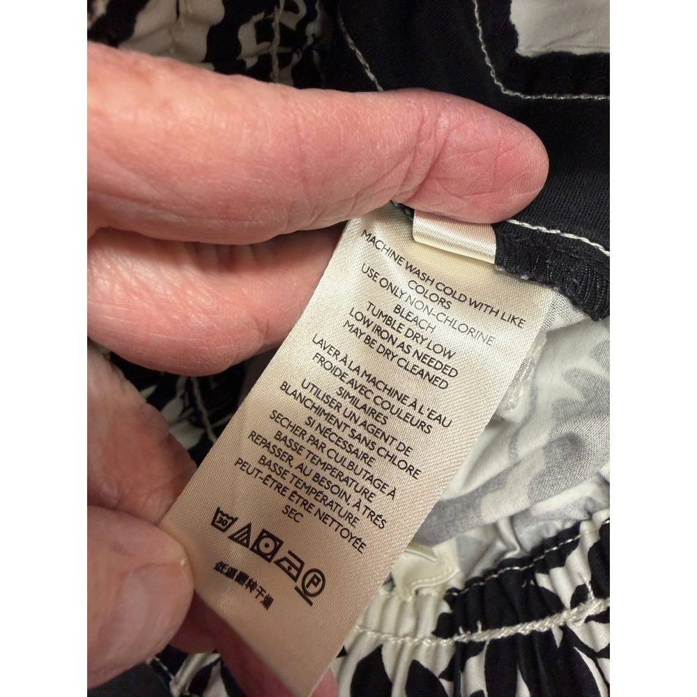Maeve Anthropologie Tenley Twill Track Pants L Women Black White Panther Cat - Picture 15 of 16